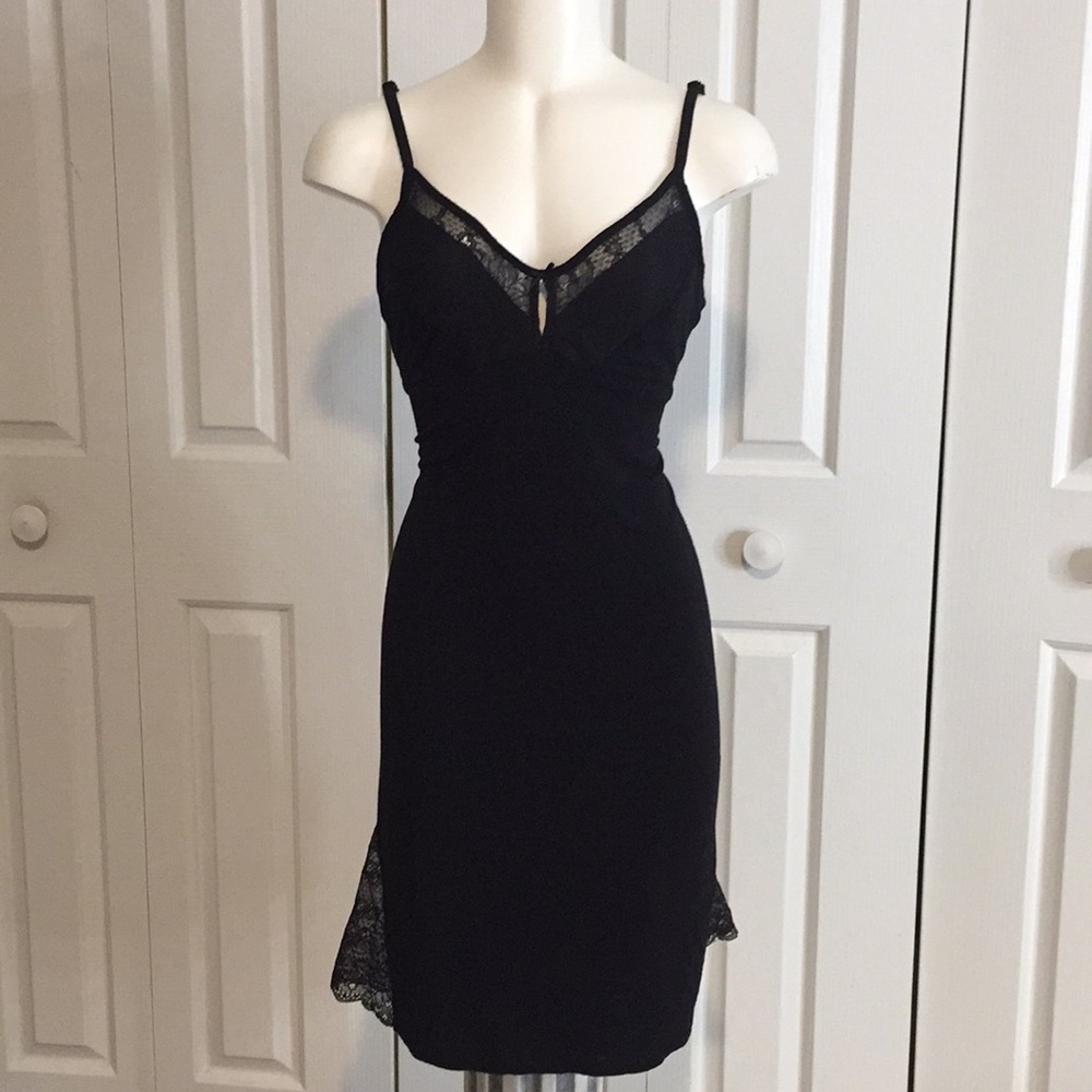Black lingerie stretchy nightgown
